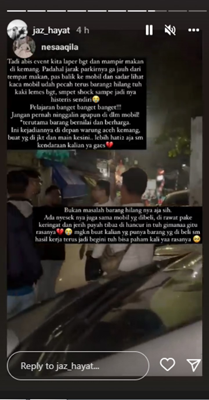 Mobil Penyanyi Jaz Hayat Dibobol Maling di Kawasan Elit, Begini Kondisi Saat Ditemukan