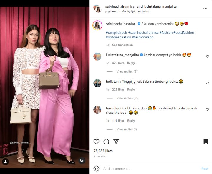 Tinggi Badan Sabrina Chairunnisa Bikin Salfok Usai Pamer Video Bareng \'Kembaran\' Sensasional Ini