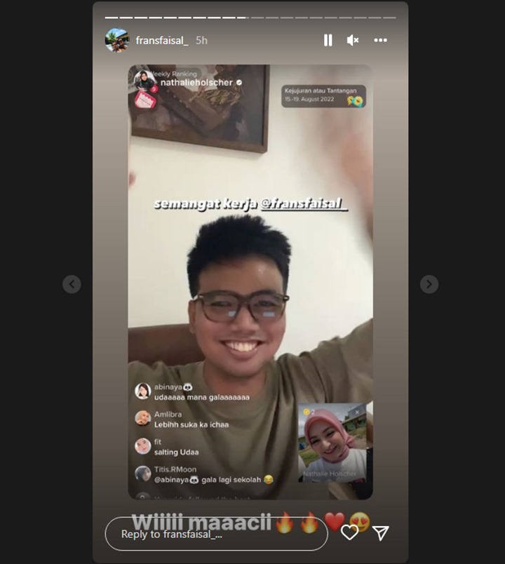 Usai Dijodohkan Fans, Nathalie Holscher Kini Intens Beri Perhatian Manis ke Frans Faisal