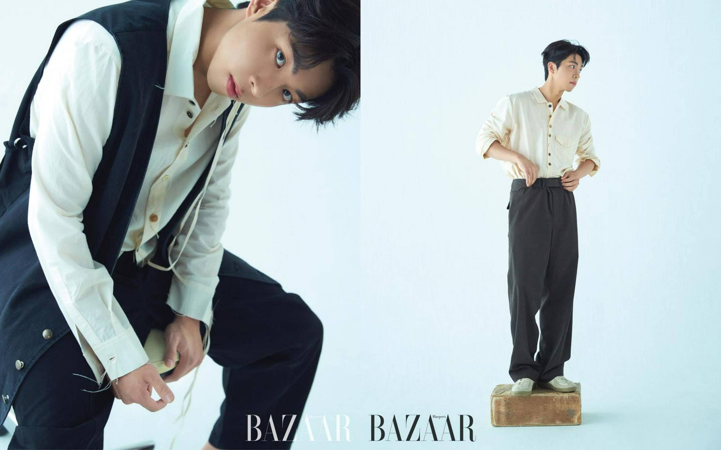 Joo Jong Hyuk di pemotretan Bazaar Korea