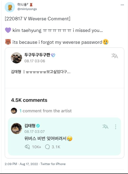 Ungkap Alasan Jarang Nongol di Weverse, V BTS Malah Bikin Fans Ngakak