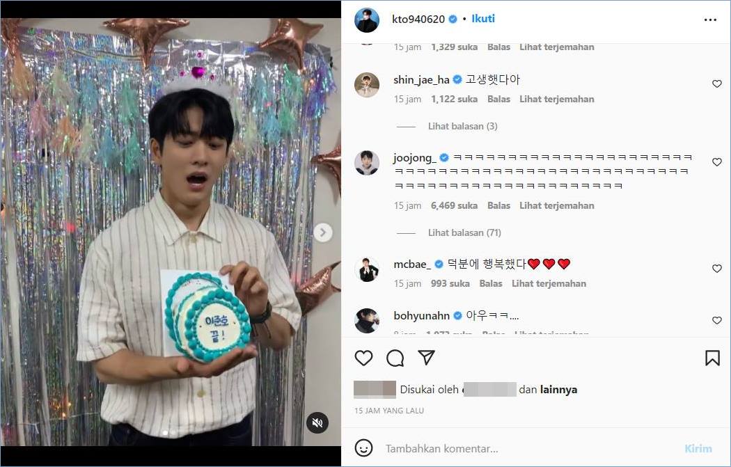 Selebriti mengomentari unggahan Kang Tae Oh
