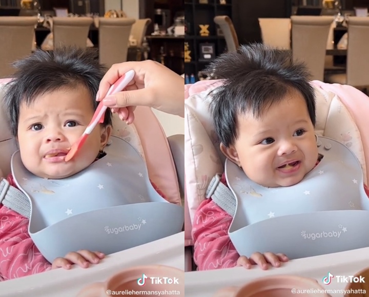 Aurel Hermansyah Pamer Video Saat Beri MPASI Pertama ke Anak, Ekspresi Ameena Bikin Salfok