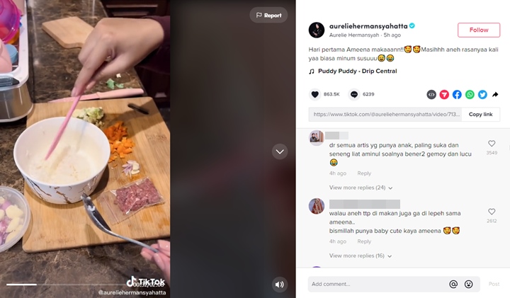 Aurel Hermansyah Pamer Video Saat Beri MPASI Pertama ke Anak, Ekspresi Ameena Bikin Salfok