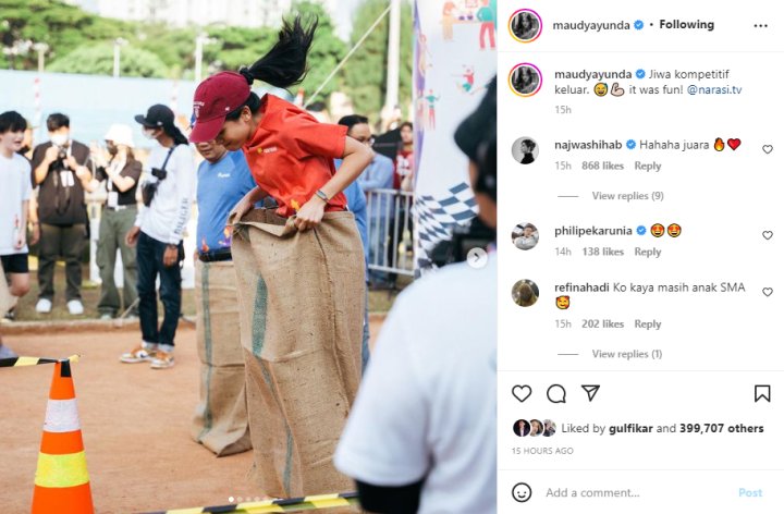 Kompetitif, Wajah Candid Ala Maudy Ayunda Saat Ikuti Lomba 17 Agustus Jadi Perbincangan