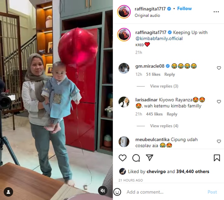 Ketemu Kimbab Family, Rayyanza Menjelma Bak Oppa Korea Saat Pakai Hanbok