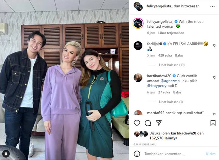 Felicya Angelista Gambarkan Sosok Agnez Mo Lewat Pujian Selangit, Fadil Jaidi Nimbrung ‘Titip’ Ini