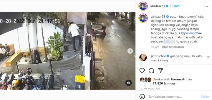 Abidzar Al-Ghifari Sentil Pengunjung yang Rusak Fasilitas Kafenya, Jefri Nichol Siap Pasang Badan