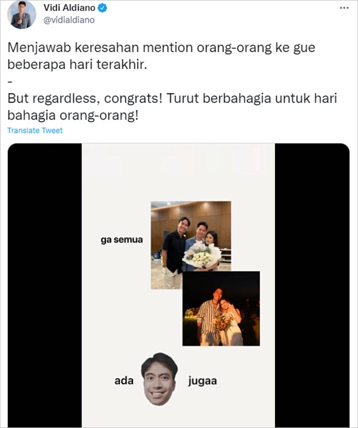 Gereget Ditanya Mulu, Vidi Aldiano Klarifikasi Tak Hadir di Semua Lamaran Pakai Cara Ini