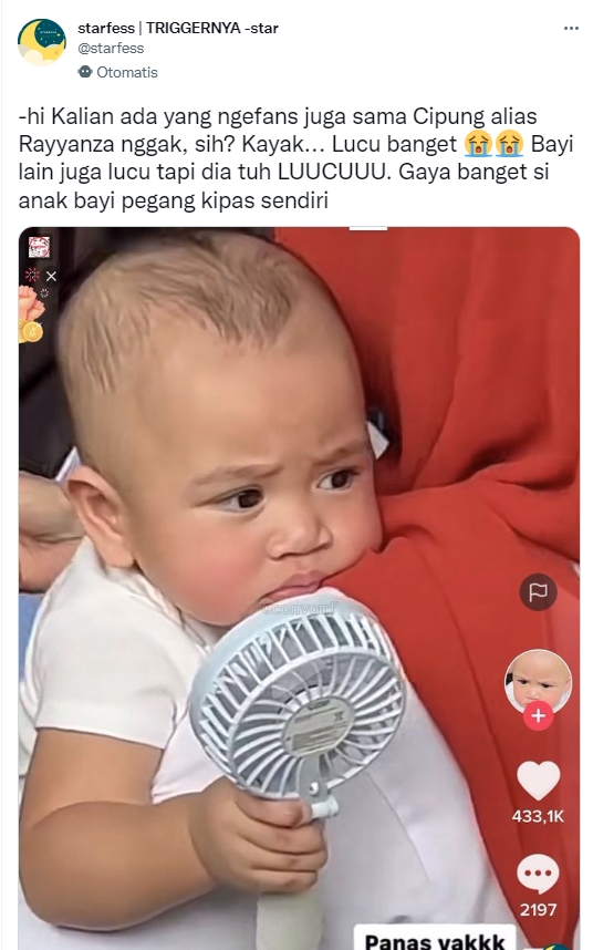Aksi Rayyanza Anak Nagita Slavina Pegang Kipas Viral di Twitter, Bikin Gemas?