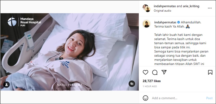 Indah Permatasari Lahiran Caesar, Adik Cantik Ucap Syukur Sambut Sang Keponakan