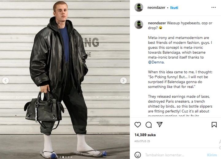 Dipakai Justin Bieber, Fuji An Tertarik Beli Sandal Botol Keluaran Brand Ternama Dunia