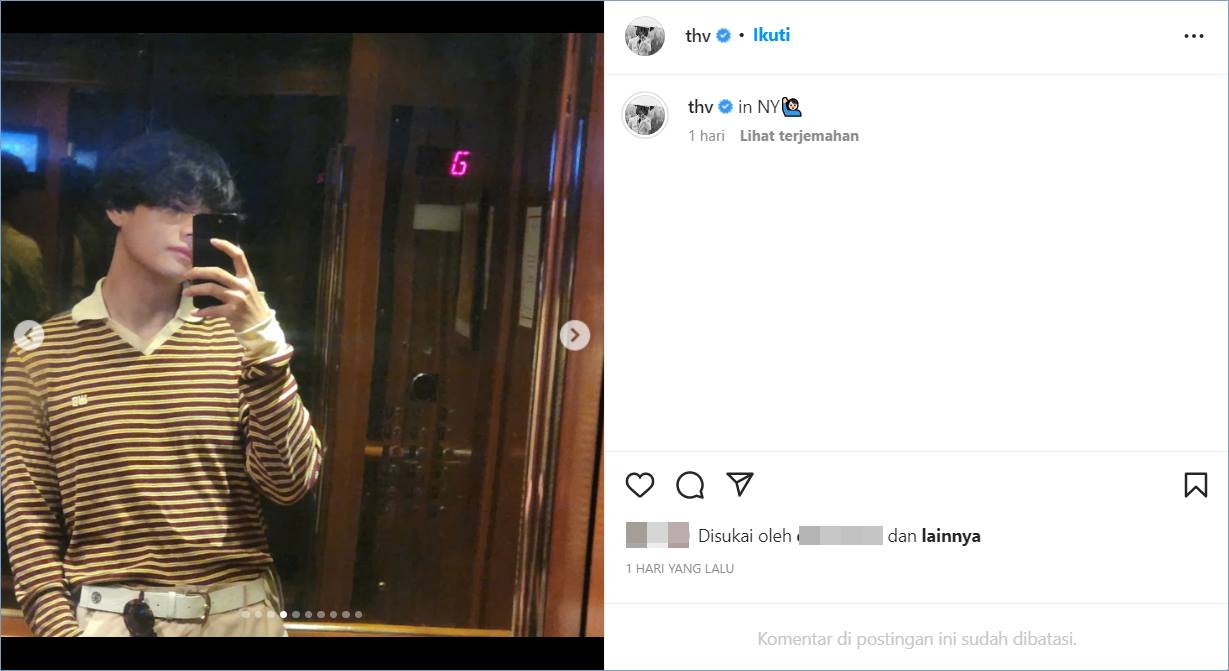 Post V BTS di Instagram