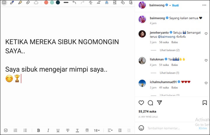Baim Wong Sentil Orang yang Menggunjingnya, Postingan Deddy Corbuzier Justru Curi Fokus