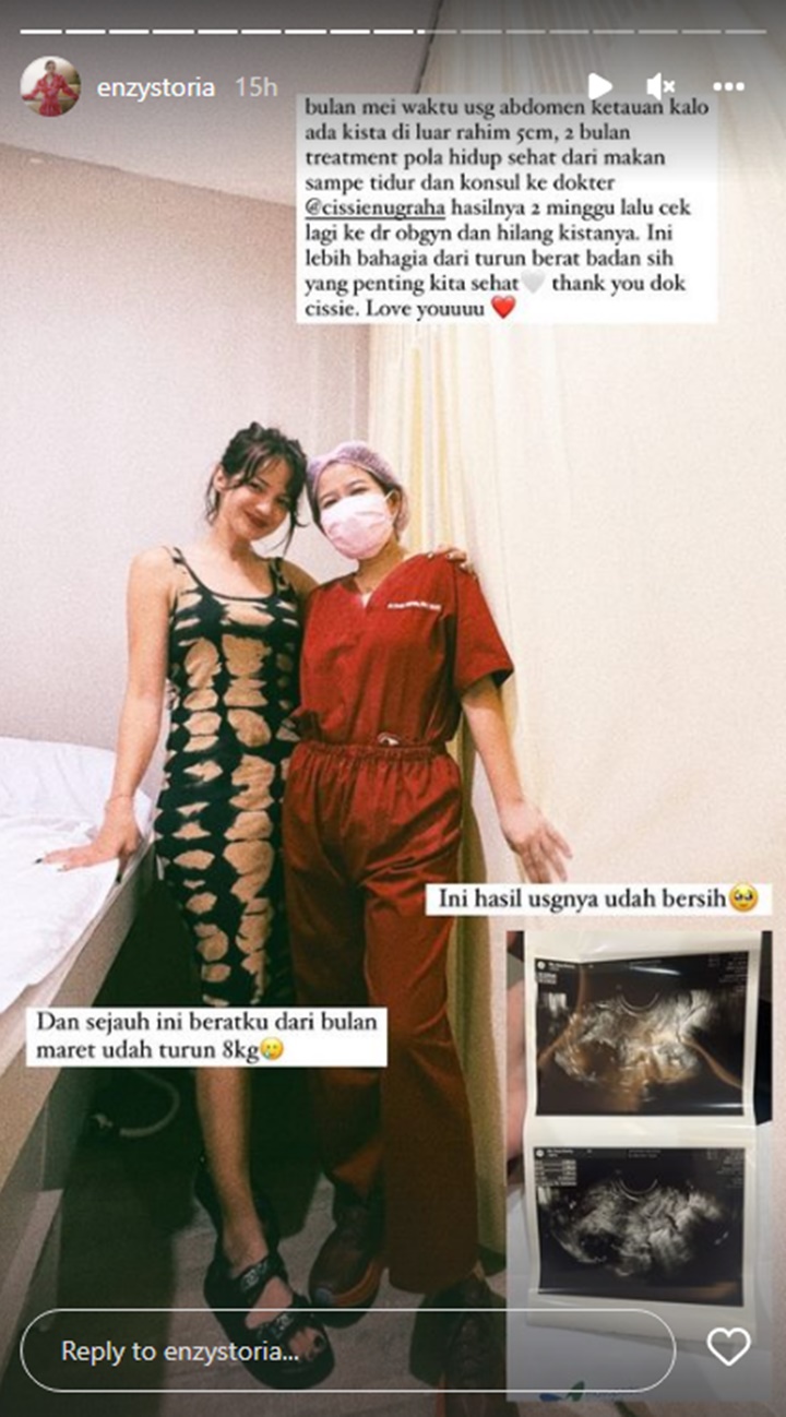Enzy Storia Mendadak Kabarkan Sembuh dari Kista, Berat Badan Turun Drastis?