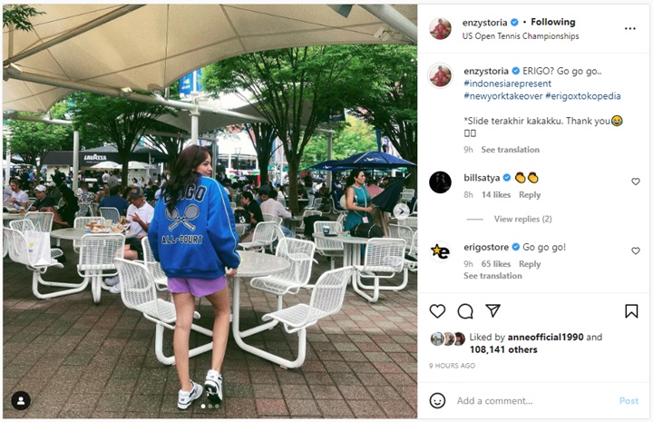 Enzy Storia Nonton Pertandingan Tenis Bareng Sosok \'Kembaran\' di New York, Siapa?