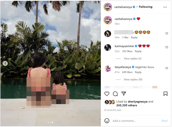 Tampil Berani, Rachel Vennya Pamer Pakai Swimsuit Kembar Bareng Anak Auto Dihujat?