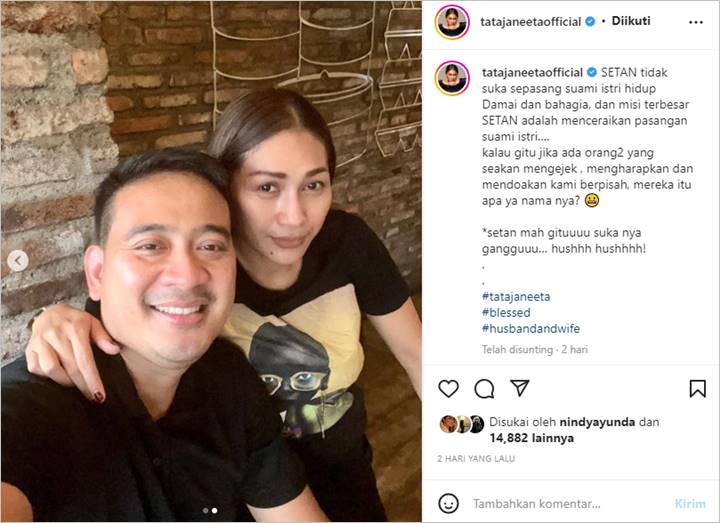 Tata Janeeta Sebut Rumah Tangganya dengan Raden Brotoseno Didoakan Buruk, Balik Sindir Pedas
