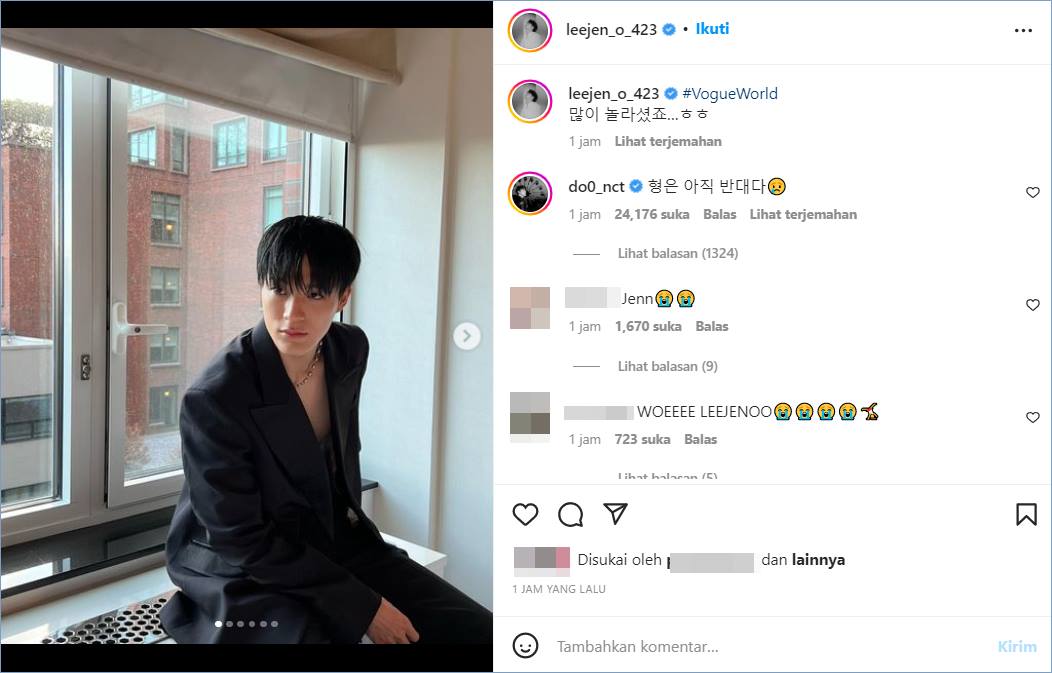 Doyoung memberikan komentar di unggahan Jeno NCT Dream