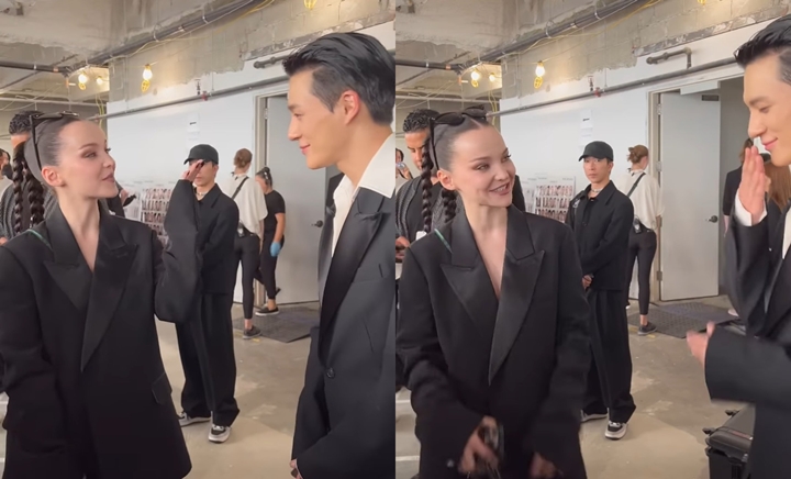 Dove Cameron \'Tebar Ciuman\', Jeno NCT Dream Sampai Salah Tingkah di New York Fashion Week