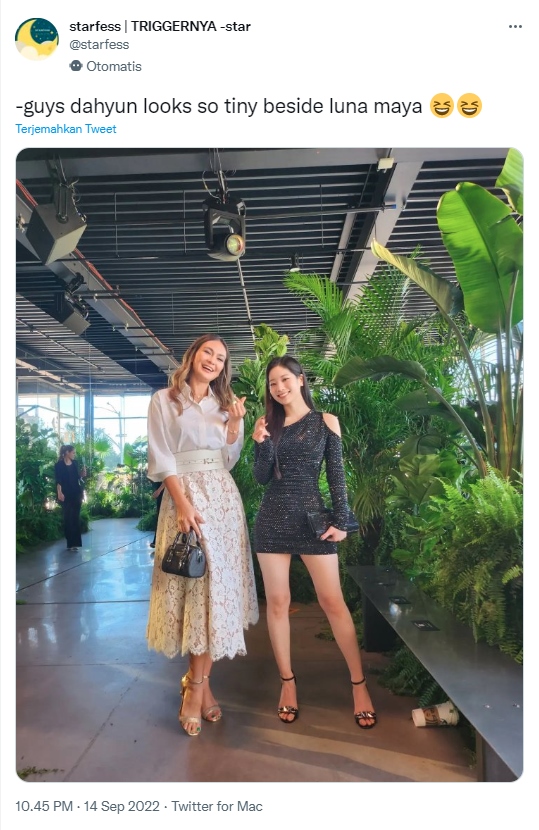 Tinggi Badan Luna Maya di Samping Dahyun TWICE Bikin Tak Percaya