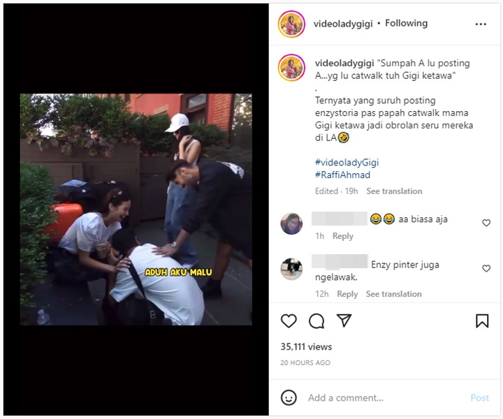 Enzy Storia Ternyata yang Minta untuk Posting Video Saat Nagita Ketawa, Reaksi Malu Raffi Disorot