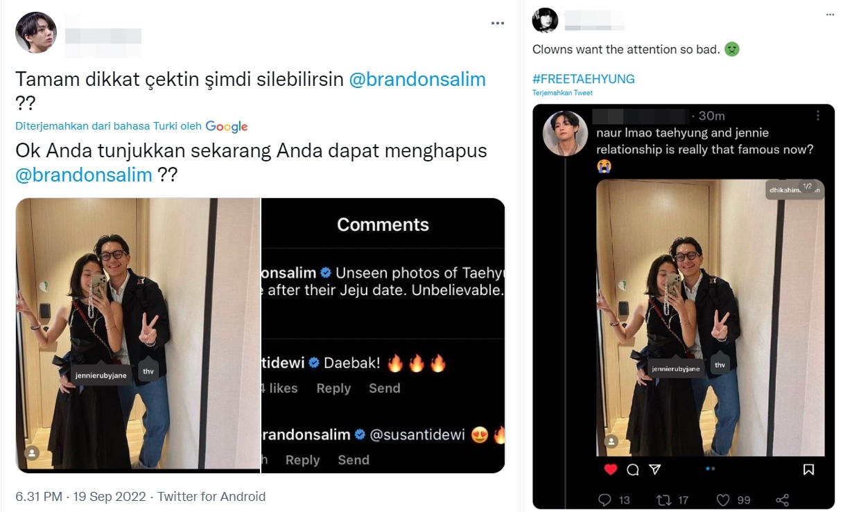 Auto Ganti Caption, Brandon Salim Diserang Fans V-Jennie BLACKPINK?