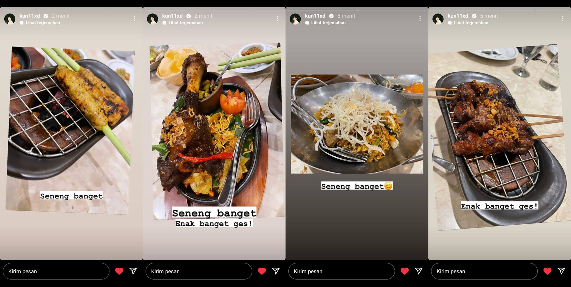 Instagram Story Kun WayV/NCT pamer makanan Indonesia