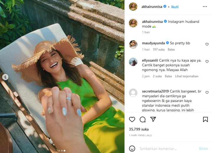 Jepretan Suami, Amanda Adik Maudy Ayunda Dipuji Secantik Barbie Kala Pergi Honeymoon