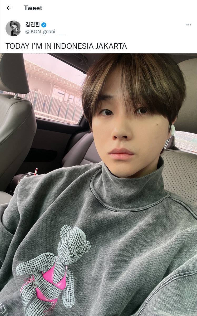 Jinhwan iKON mengungkapkan telah sampai di Jakarta
