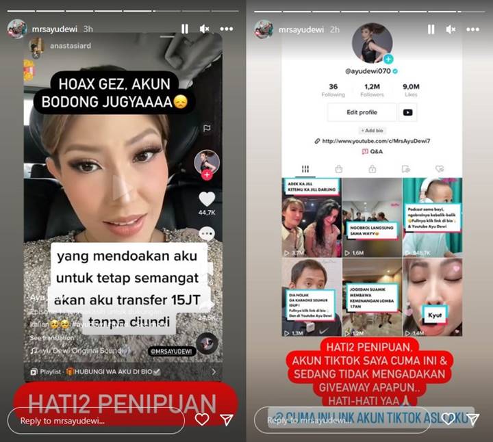 Ayu Dewi Bereaksi Usai Namanya Dijadikan Ladang Uang di Tengah Isu Regi Datau Selingkuh