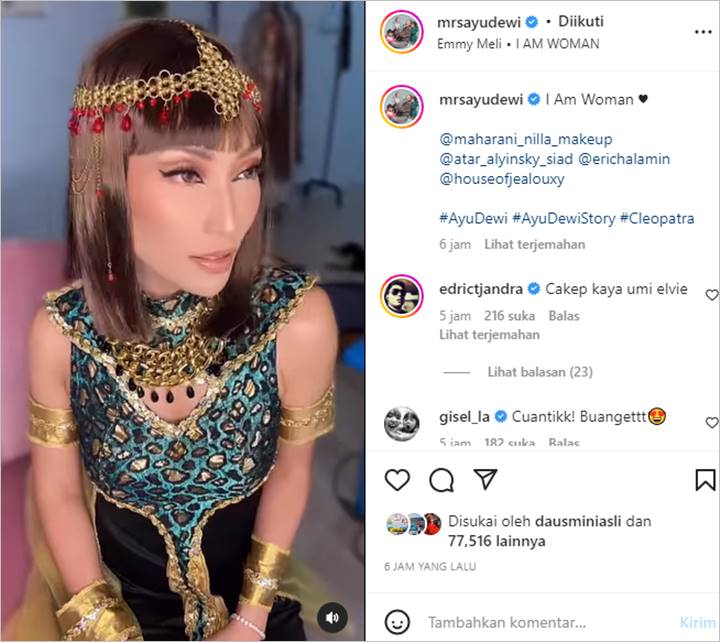 Kecantikan Paripurna Ayu Dewi Saat Dandan Ala Cleopatra, Diserbu Rekan Artis