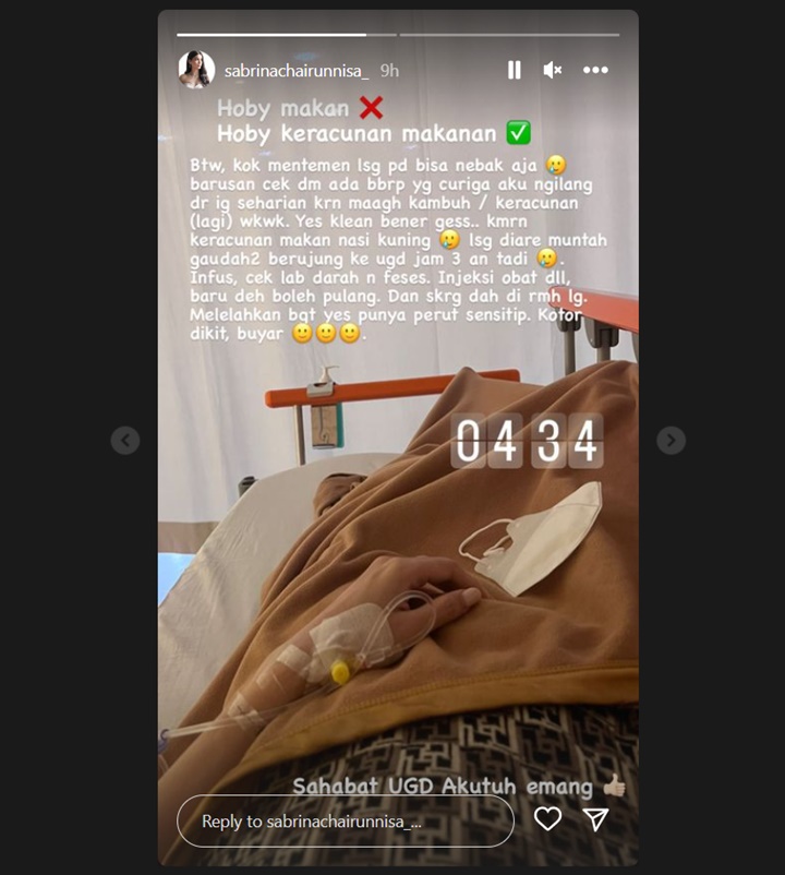 Sabrina Chairunnisa Keracunan Makan Nasi Kuning