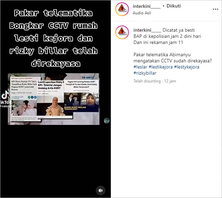Pakar Telematika Bahas Kejanggalan dari CCTV Lesti Kejora Diduga Usai KDRT