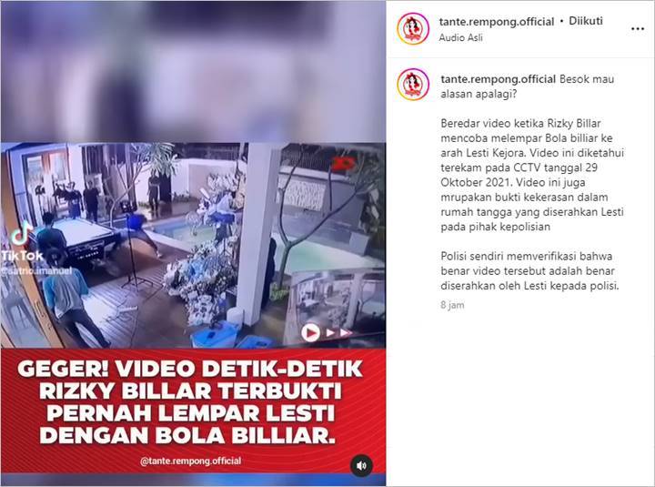 Rizky Billar Terpeleset Saat Diduga Lempar Bola Biliar, Lesti Kejora Disebut ‘Terlindungi’