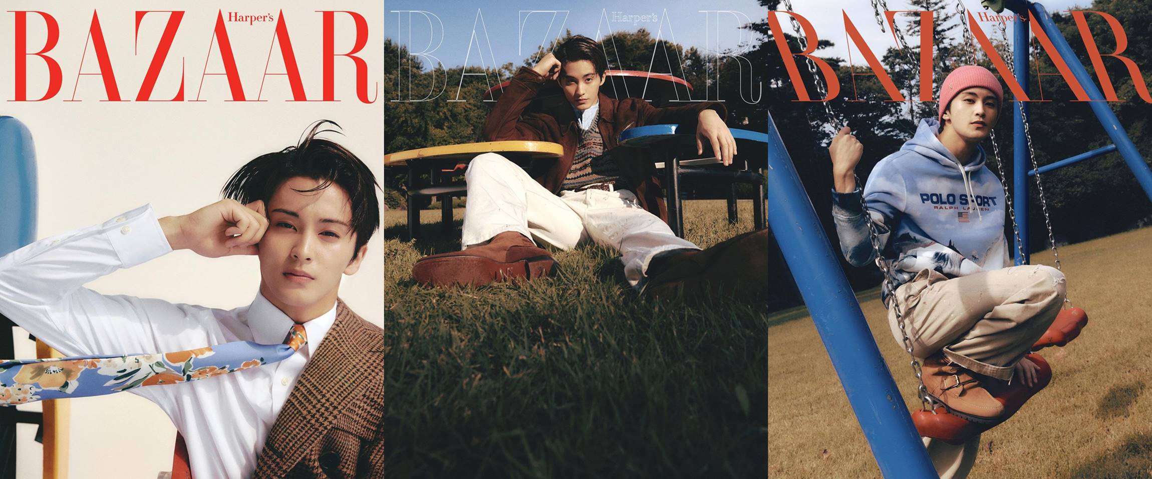 Pemotretan Mark NCT untuk Bazaar Korea
