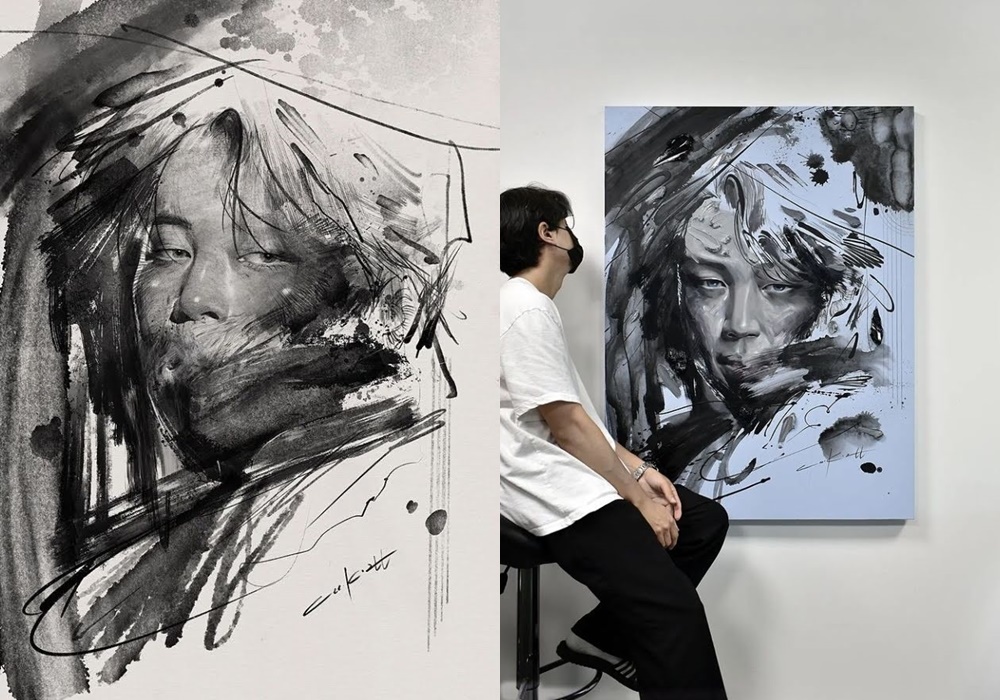 Pelukis Ini Ungkap Alasan Pilih Jimin Jadi Muse Lukisan yang Dipamerkan di Louvre Paris