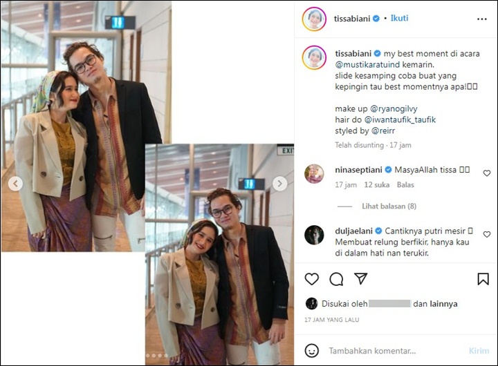 Kecantikan Tissa Biani Bak Putri Mesir Bikin Dul Jaelani Makin Bucin