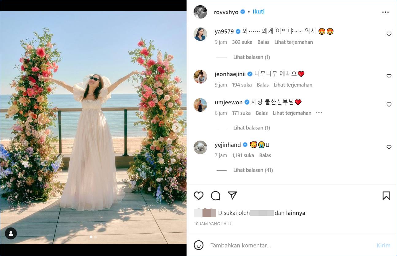 Para selebriti memberikan komentar di unggahan Gong Hyo Jin