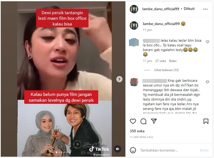 Kesal dengan Fans Leslar, Dewi Persik Malah Tantang Lesti Kejora Main Film Box Office