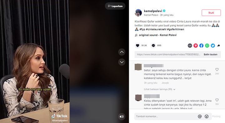 Gofar Hilman Beber Fakta Cinta Laura Tahan Emosi Saat Bahas Soal \'Becek Nggak Ada Ojek\'