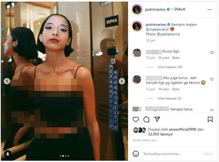 Tubuh Putri Marino di Foto Terbaru Bikin Khawatir