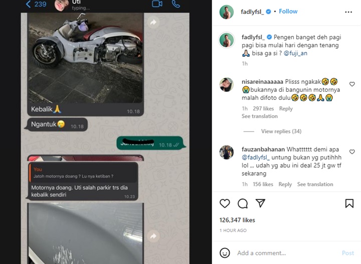 Fuji An Pakai Alasan Tak Masuk Akal Usai Bikin Lecet Motor, Fadly Faisal Auto Emosi