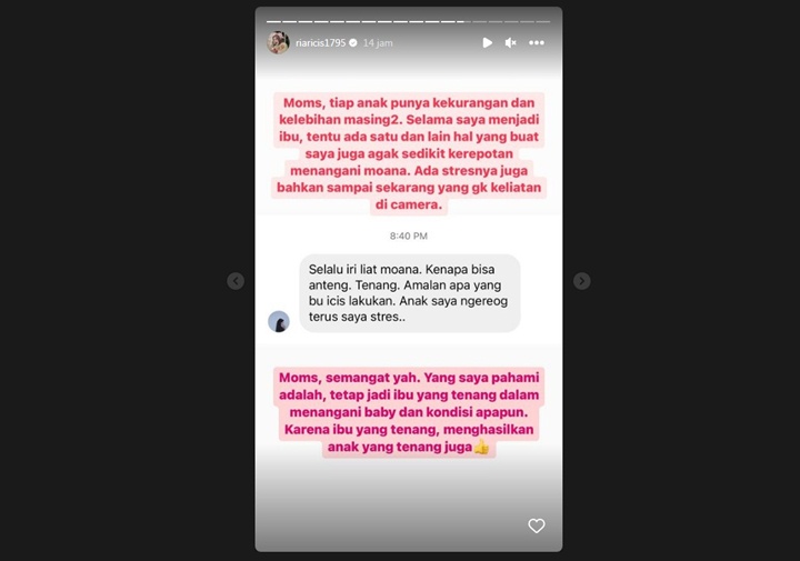 Ria Ricis Beri Pesan Bijak Kala Ada Ibu-ibu yang Iri Lihat Baby Moana Anteng