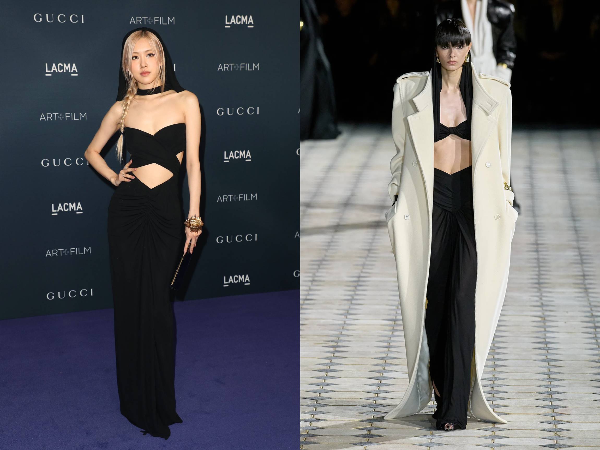 Penampilan Rose BLACKPINK vs model asli Saint Laurent