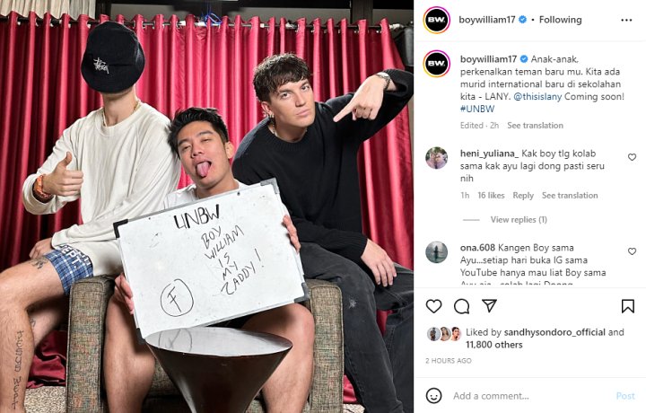 Heboh Boy William Pamer Foto Bareng LANY Bikin Fans Iri