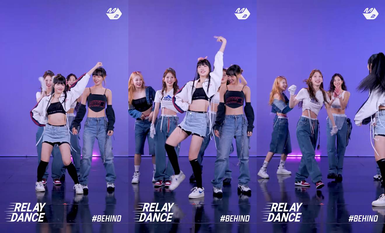 Hong Eunchae membawakan koreografi Kazuha di relay dance \