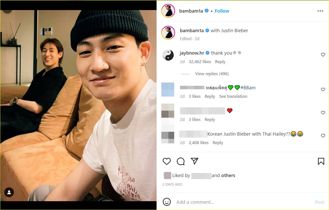 Potret BamBam dan JayB di Instagram