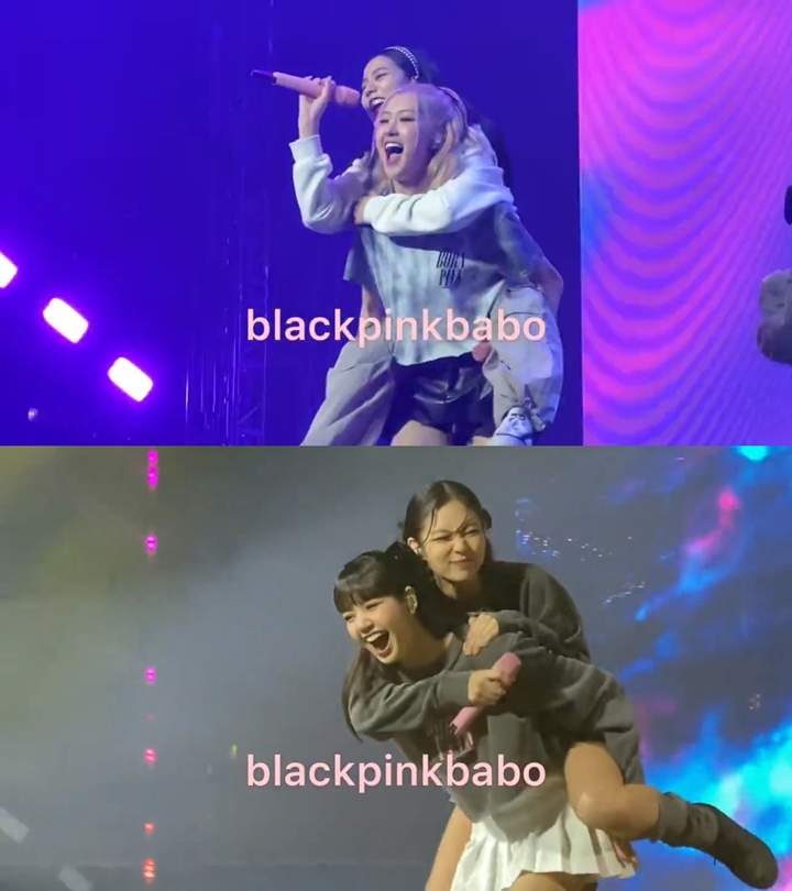 Lisa & Rose Antusias Gendong Jennie dan Jisoo di Konser BLACKPINK