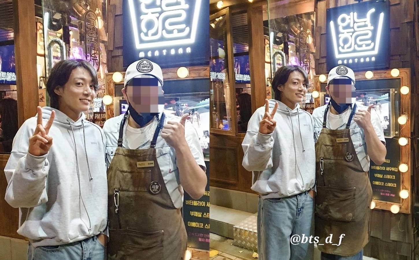 Potret Jungkook BTS bersama dengan karyawan restoran